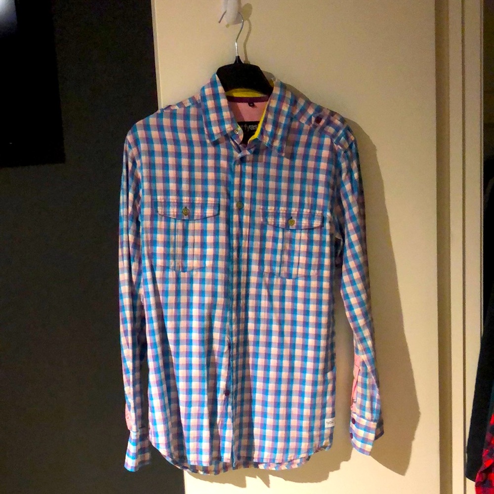 Mens plaid Fyasko long sleeve button up - size medium